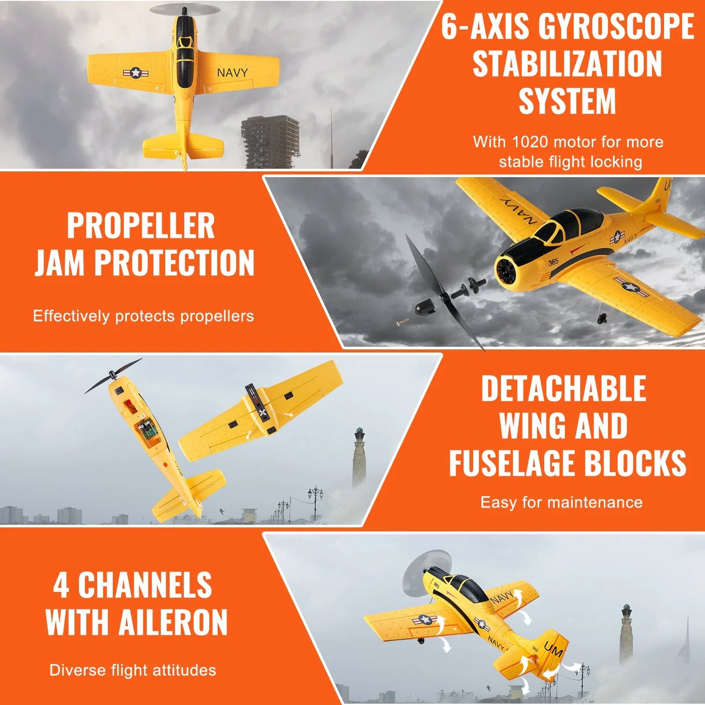 VEVOR Avión de entrenamiento RC - VEVOR RC Airplane Trainer Aircraft EPP Foam RC Plane Toy 2.4 Ghz Remote Control