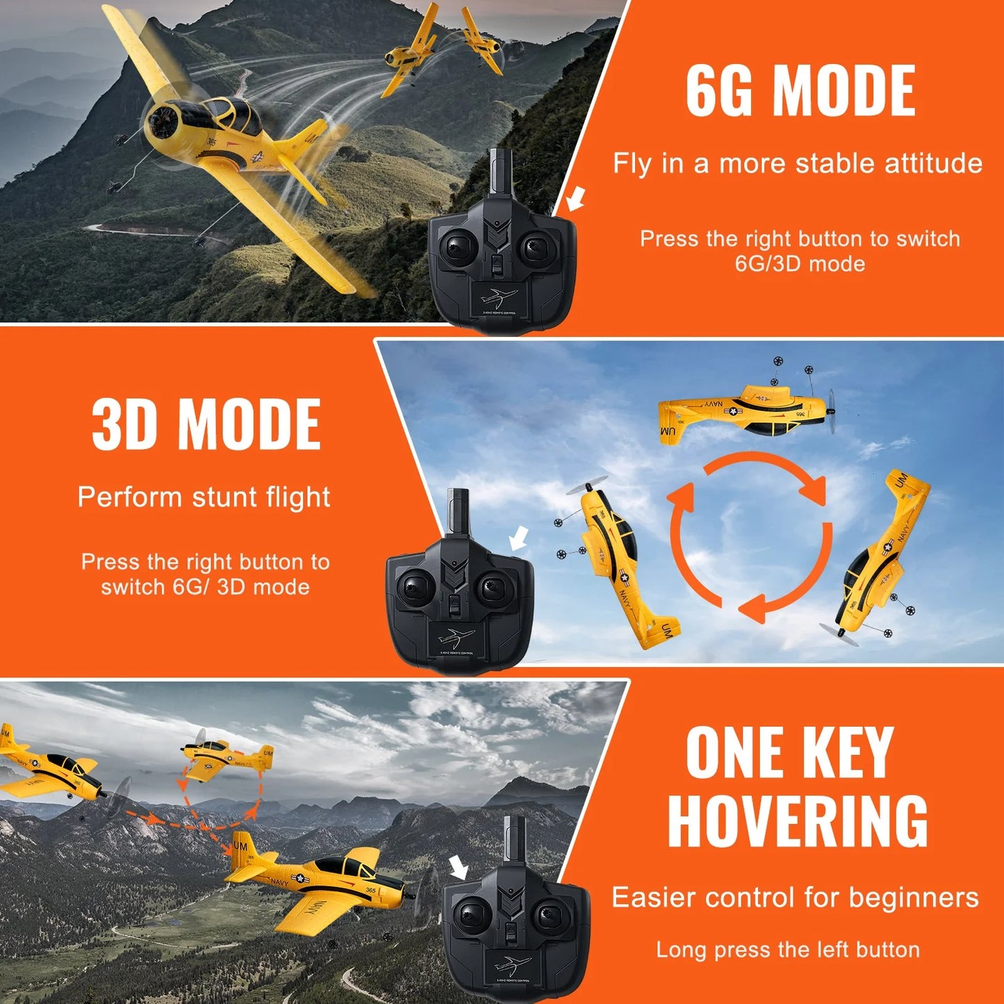 VEVOR Avión de entrenamiento RC - VEVOR RC Airplane Trainer Aircraft EPP Foam RC Plane Toy 2.4 Ghz Remote Control