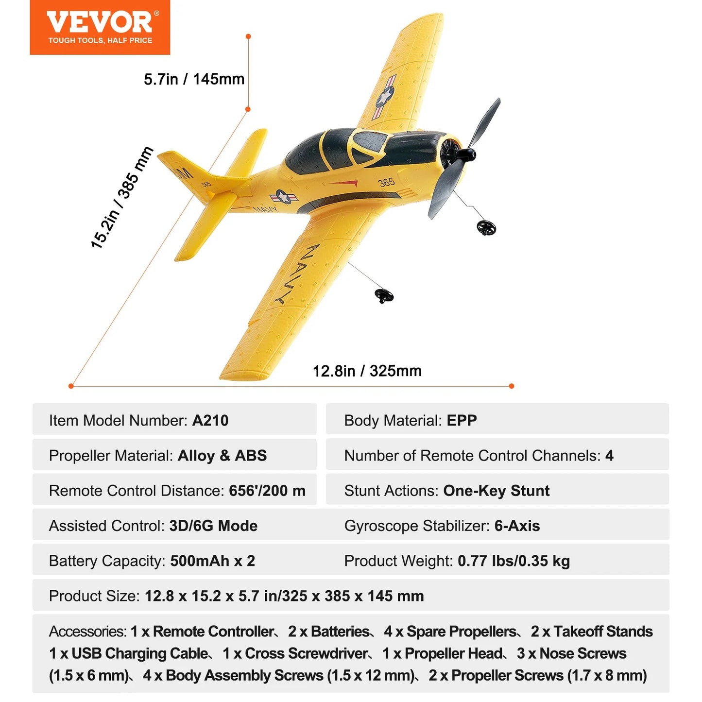VEVOR Avión de entrenamiento RC - VEVOR RC Airplane Trainer Aircraft EPP Foam RC Plane Toy 2.4 Ghz Remote Control